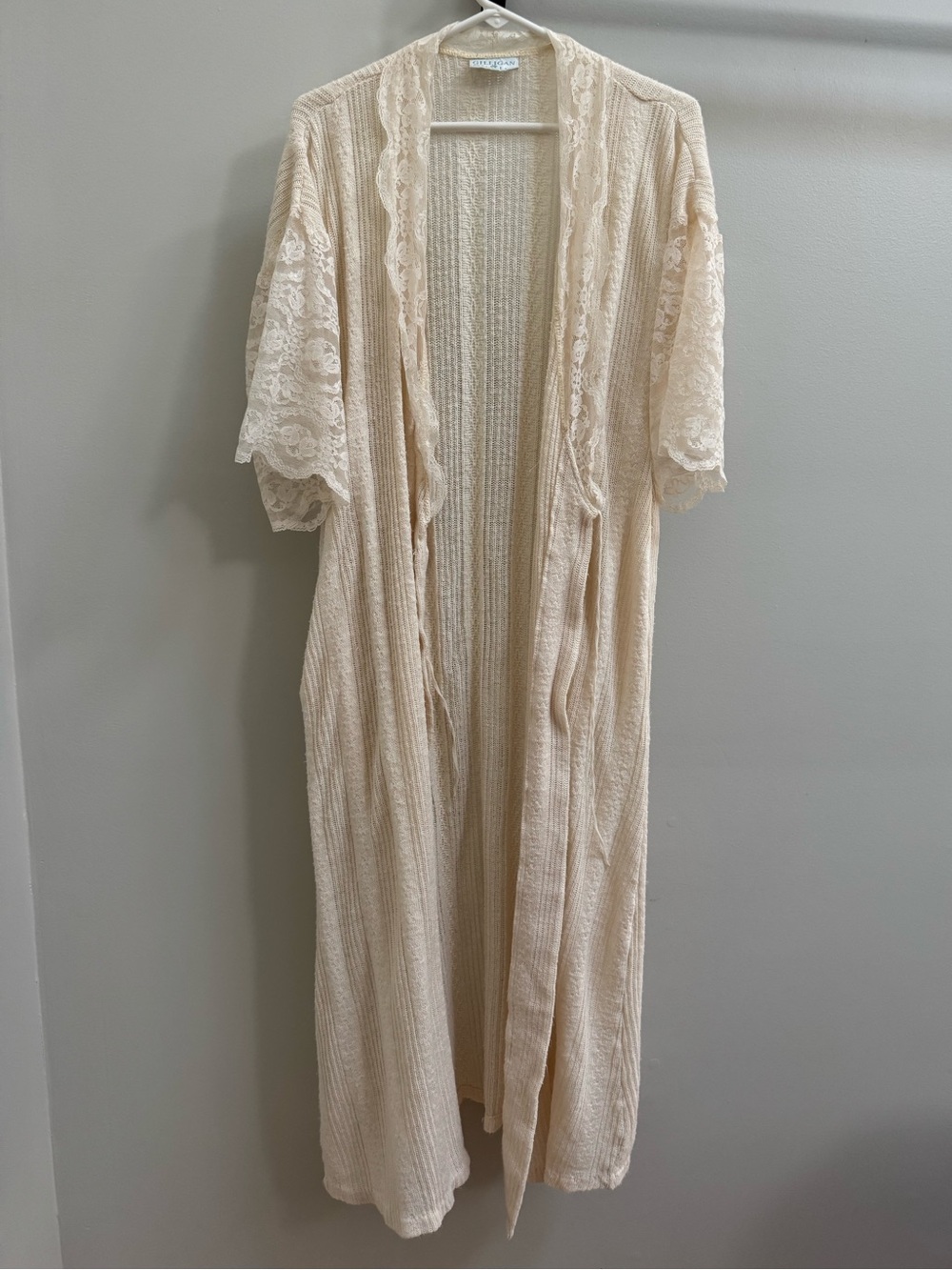 Gilligan & O'Malley Cream Lace-Trim Long Robe Boho Fairy Cottagecore Cozy